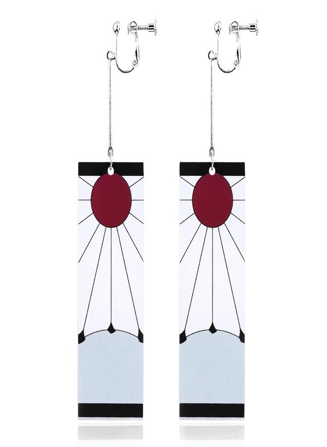 TecoKart® Anime Protagonist Earrings - Hanafuda Style Spiral Clip-On Earrings Inspired by Demon Slayer Series, Lightweight Acrylic Anime Cosplay Jewelry for Boys & Girls, Unique Gift Accessory - Image 1